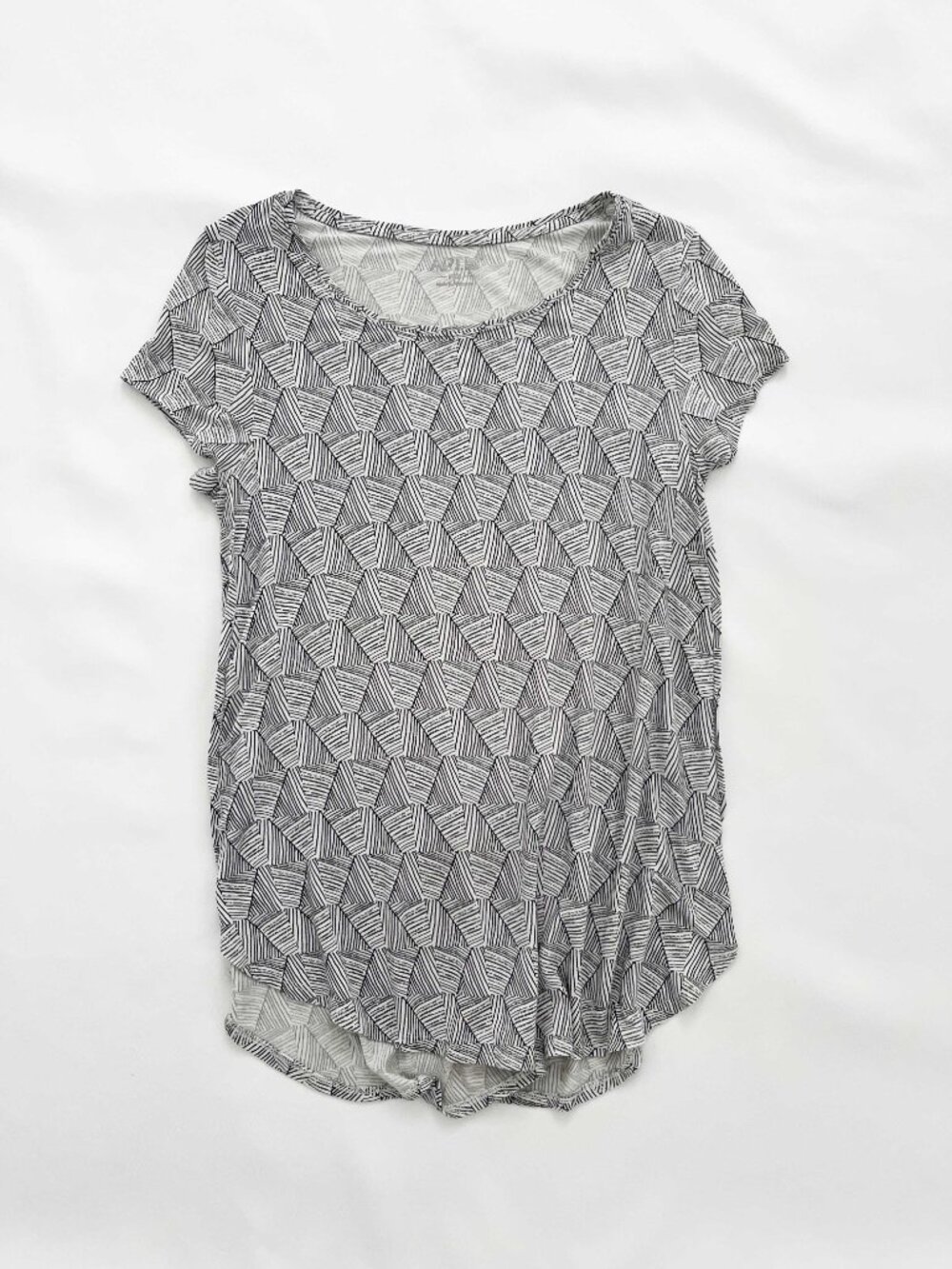 Apt. 9 White Line Patterned Short-Sleeve Shirt Women's XS